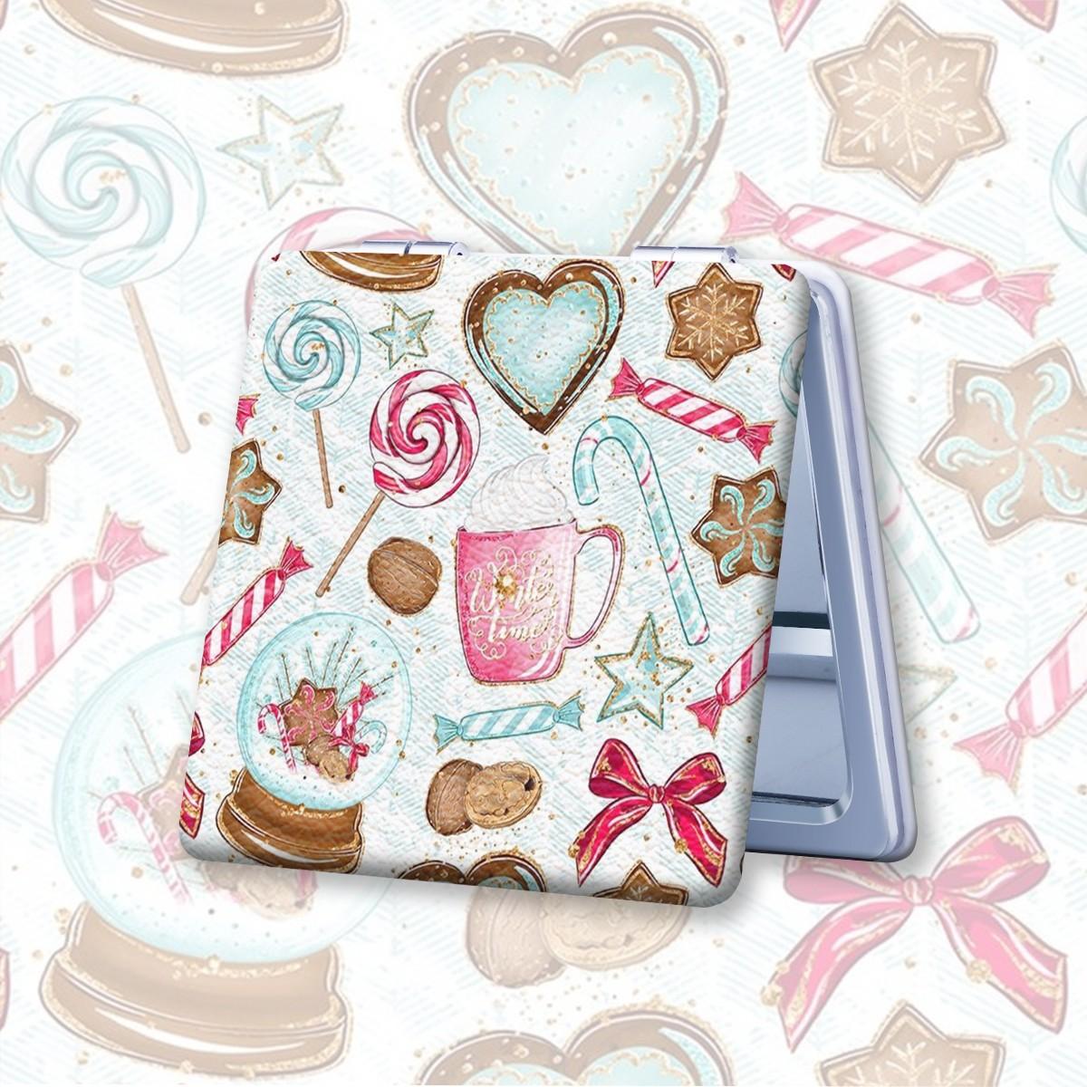 Cartoon Feng Shui Crystal Ball Candy Makeup Mirror, Foldable Mini Handheld Mirror, Perfect Gift for Friends and Family