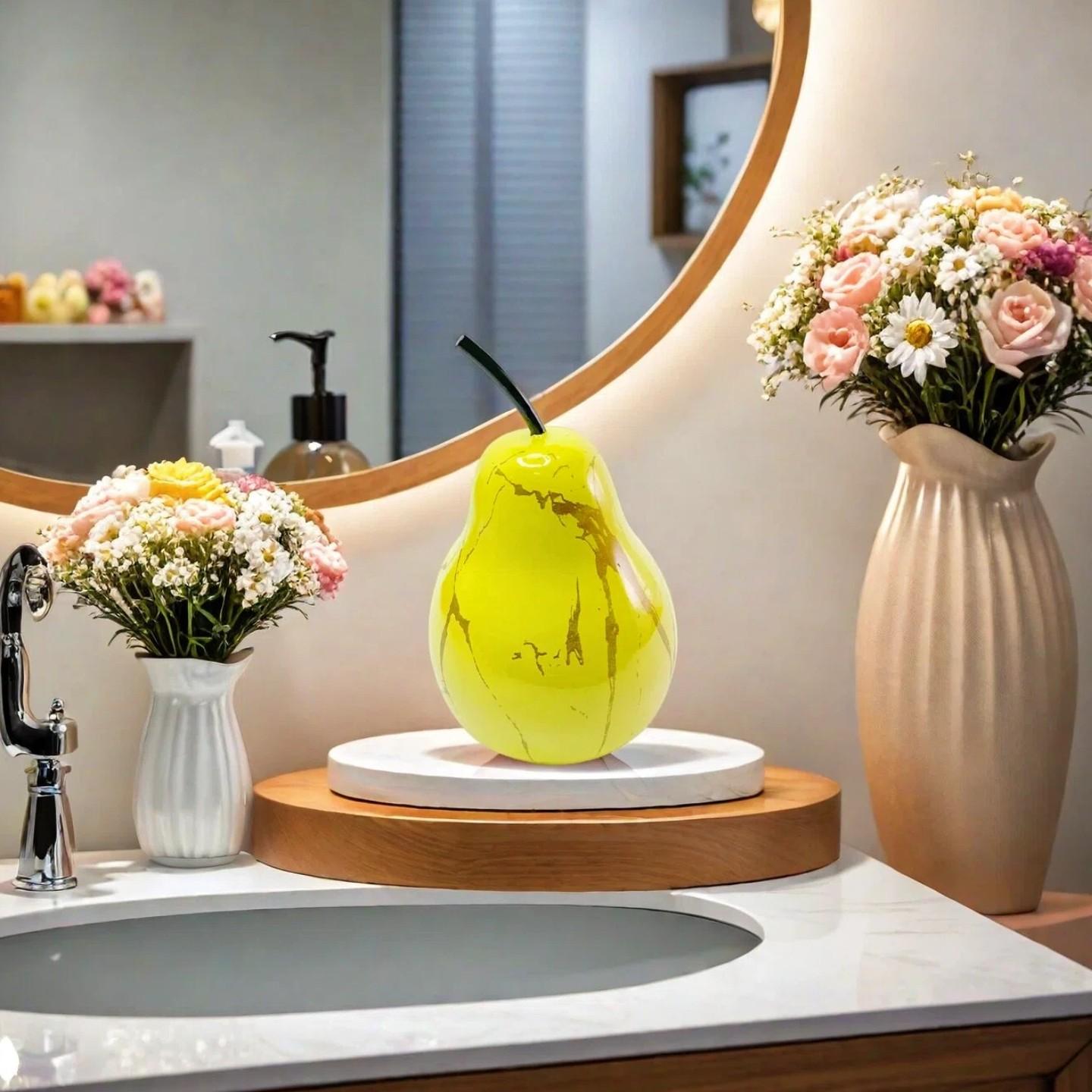 Realistic Pear Statue Ornament, Lightweight Resin Fruit Decor, Home Decoration Gift, Elegant Fruits Display Piece