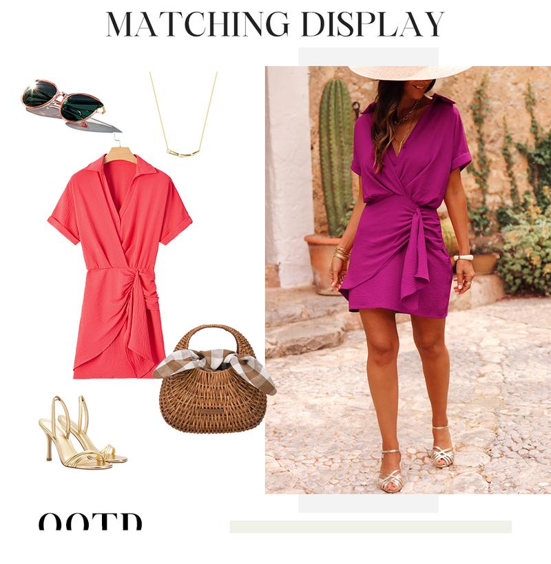 Asvivid Women‘s Summer Dresses Pleated and Waisted Basic Casual Shortsleeve Solid Color Button Front Dress Womenswear