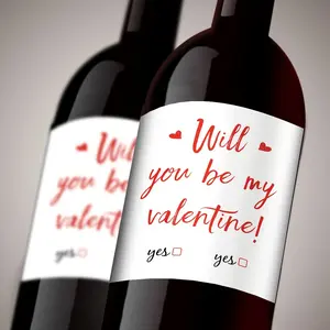 4pcs Confessing love Wine Bottle Label Stickers, "Will You Be My Valentine "text and Check Yes design, Perfect for Wedding Bridal Shower Party Decorations, Romantic Love Label Stickers for Him/Her, Confession Label, Valentine's Day Stickers