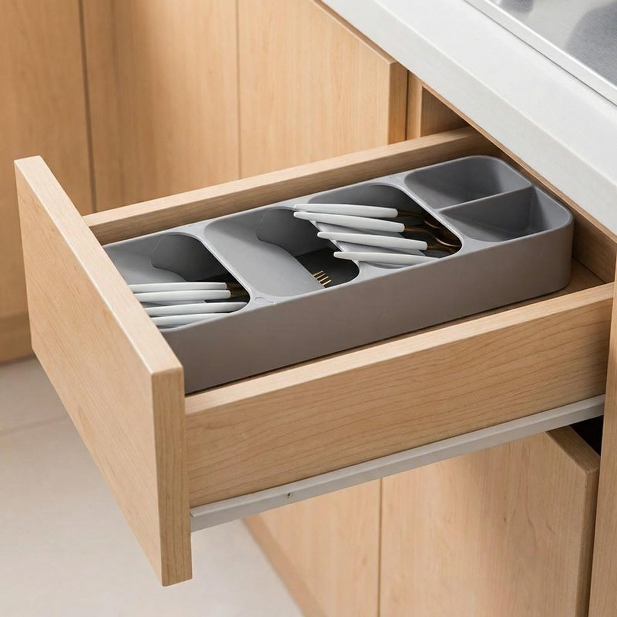 Kitchen Drawer Organizer Box, Cutlery Storage Container, Utensil Holder, Divided Compartments, Durable Kitchen Organizing Solution, Kitchen Organizers, Model Xinghao 007