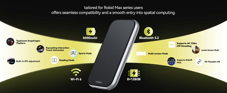 Rokid AR Max 2 Glasses, AI & AR Glasses, 300" 120Hz Ultra-HD Home Theater Screen, 50° FOV, 600 Nits Brightness, Adjustable up to -6.00D, Hi-Fi Sound & Private speakers,  Immersive Display for iPhone 16/15, Steam Deck, ROG, Mac, PC, Android & iOS