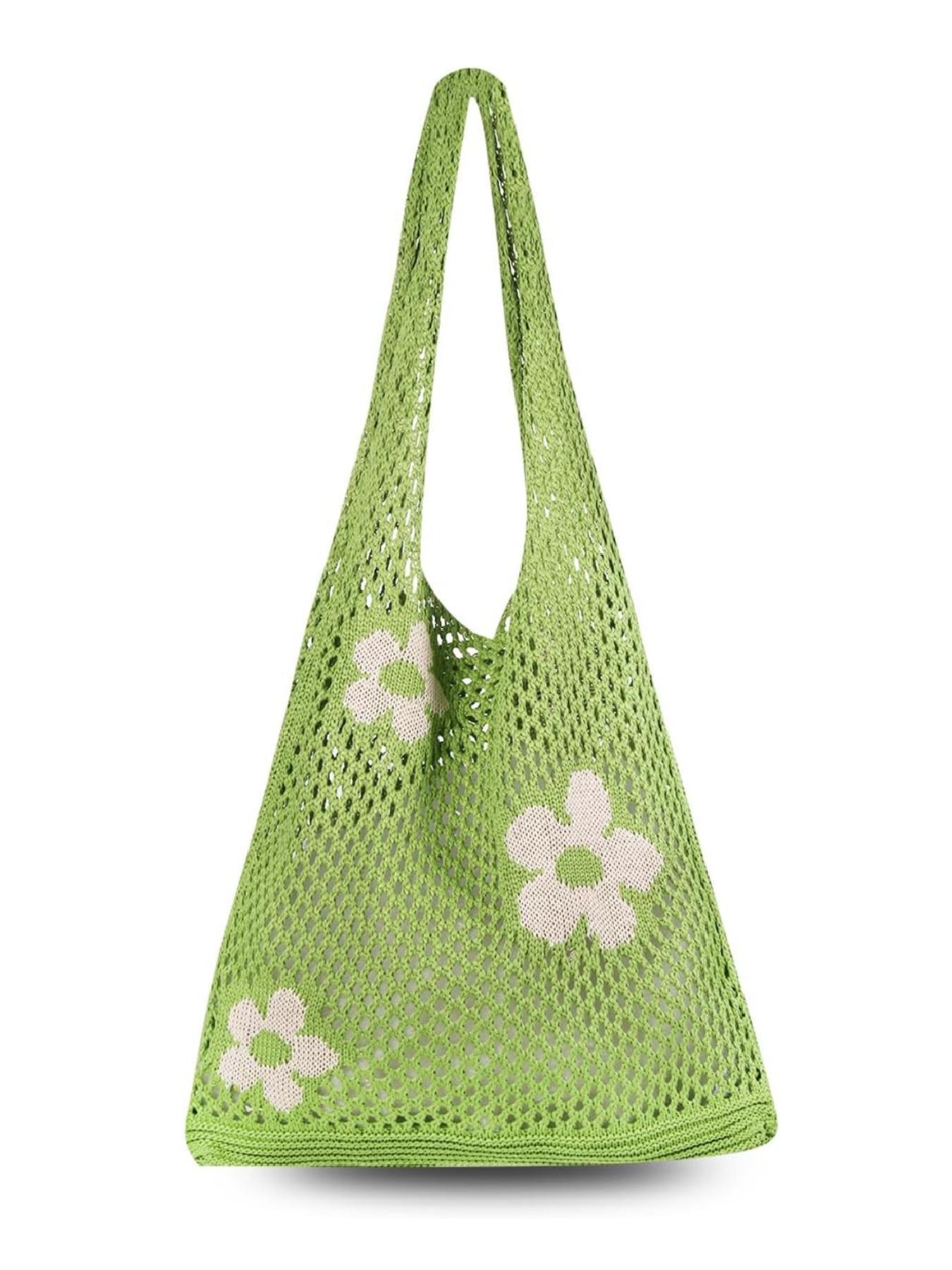 Ladies' simple casual hollow design shoulder bag, fashionable daily personalized pattern knitted bag, Colorblock Bag, Crossbody Crochet Bags