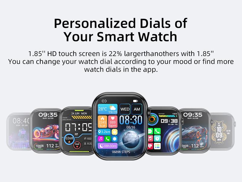 Mingdaln Men's Women's Smart Watch 1.83 Inch Touch Screen Fitness Watch with Fitness Tracker, Heart Rate/Sleep/Oxygen/Blood Pressure, IP67 Waterproof Sports Watch for Android Ios Devices