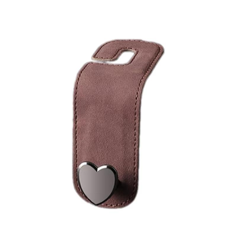 Heart Shape Metal Car Seat Headrest Hooks 2 in 1 Leather Car Seat Back Hook Purse and Bag Backpack Double Hook Car Seat Hanger Backseat Hanging Organizer Car Storage Organizer