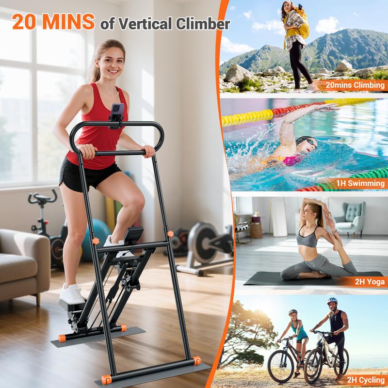 Bearbro Stair Stepper for Home Gym Exercise, New Version Vertical Climber Machine for Full-Body Workout, Compact Folding Cardio Exercise Climber , Adjustable Handlebar & Pedals,suitable for home workouts,TikTokshopBlackFriday