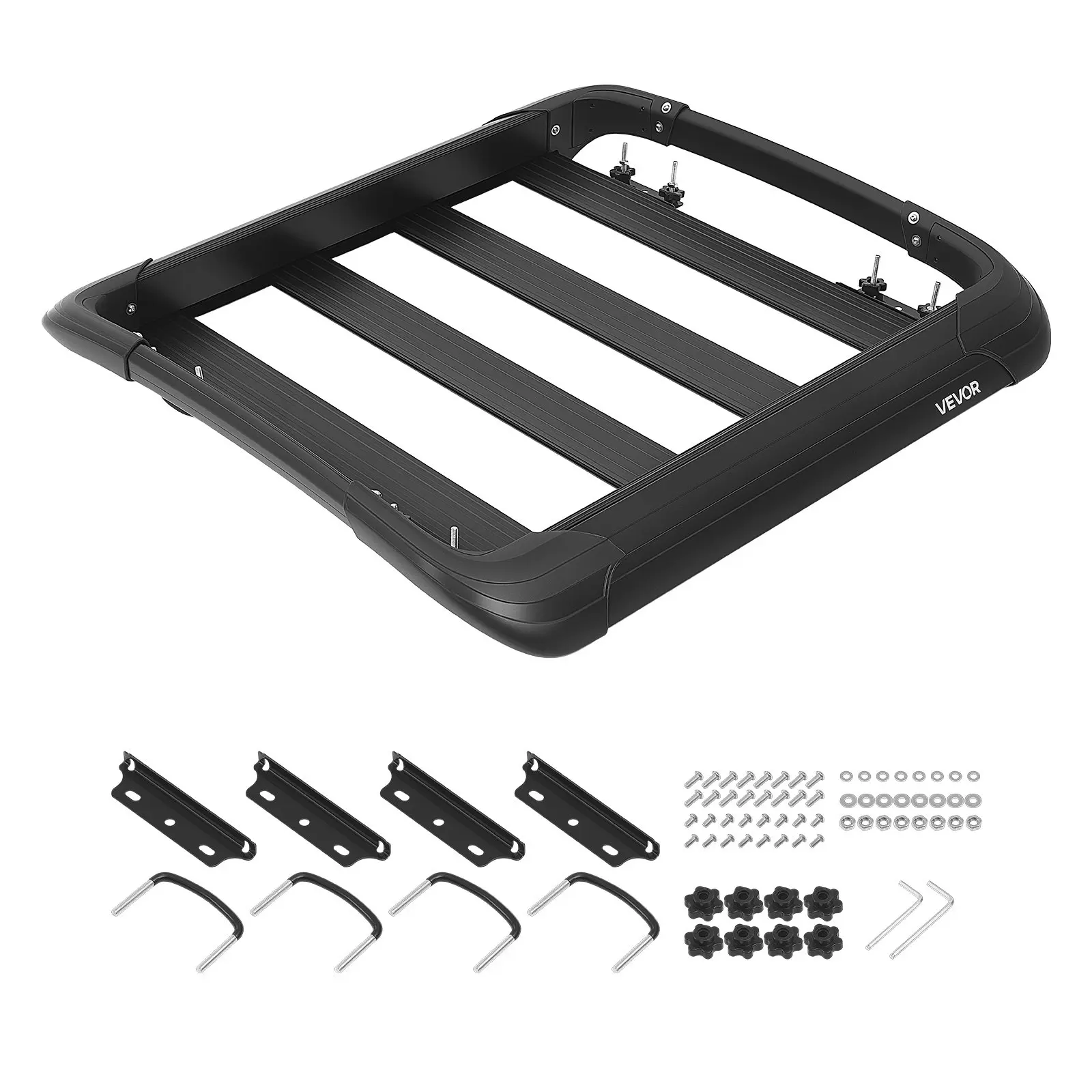 VEVOR Roof Rack Cargo Basket, 38x 38x 5.59 in, Universal Heavy Duty Roof Top Carrier Basket, 150 lbs Capacity, All-Weather Car Top Luggage Holder, Fits Crossbars up to 3.54x 1.97 in, for SUV Truck