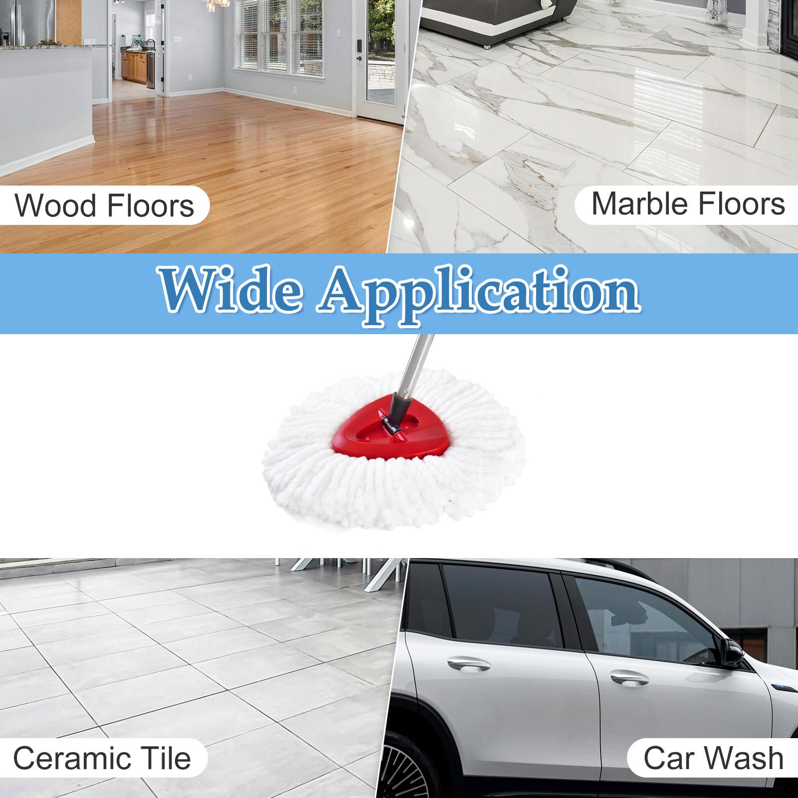 1 set Upgrade Triangle Rotating Mop Set, Includes Mop Handle, Base, Replacement Brush Head and 2Microfiber Refills, Compatible with Vileda/o-Cedar System, Effective and Easy Cleaning Set, Kitchen Bathroom Cleaning Supplies, Christmas, Triangle Mop Heads