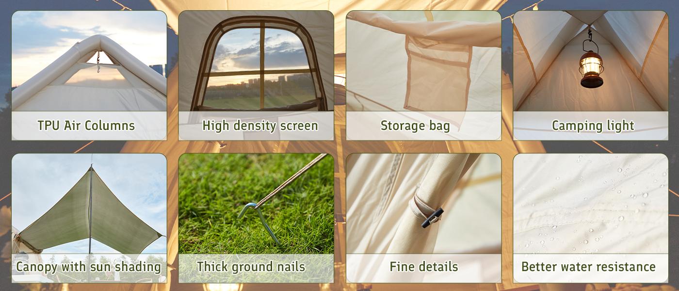 EROMMY Inflatable Camping Tents with Hand Pump, Air Glamping Tents, Easy Set up Waterproof and Windproof Blow up Tent,Easy Set up Blow up Tent for Family Camping