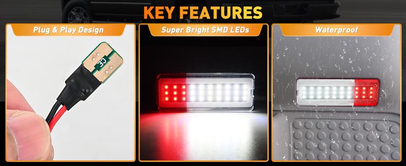 Nilight 2PCS LED Interior Door Panel Lights for Ford F250 F350 F450 F550 Super Duty 1999-2007 and 2000-2005 - Compatible with White and Red Car Accessories Vehicle Automotive  dealsforyoudays