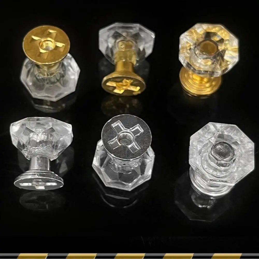 10PC Acrylic Crystal Diamond Cabinet Knobs - 2 Colors with Silver, Gold Bases, Home Decor Drawer Pulls, Cross Slot Threaded Mount Furniture Handles for Cupboard Dresser, Drawer Pull