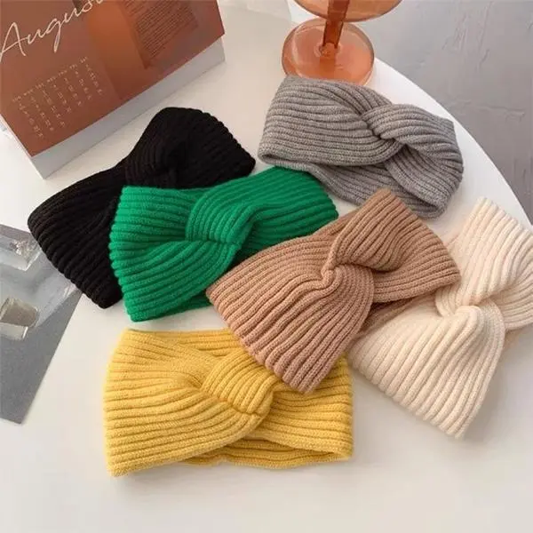 Twisted Knit Headbands for Women, Wide Ribbed Knotted Hair Wraps, Soft Elastic Winter Hair Bands, Fashion Face Washing Makeup Hair Accessories, Multiple Solid Colors Available