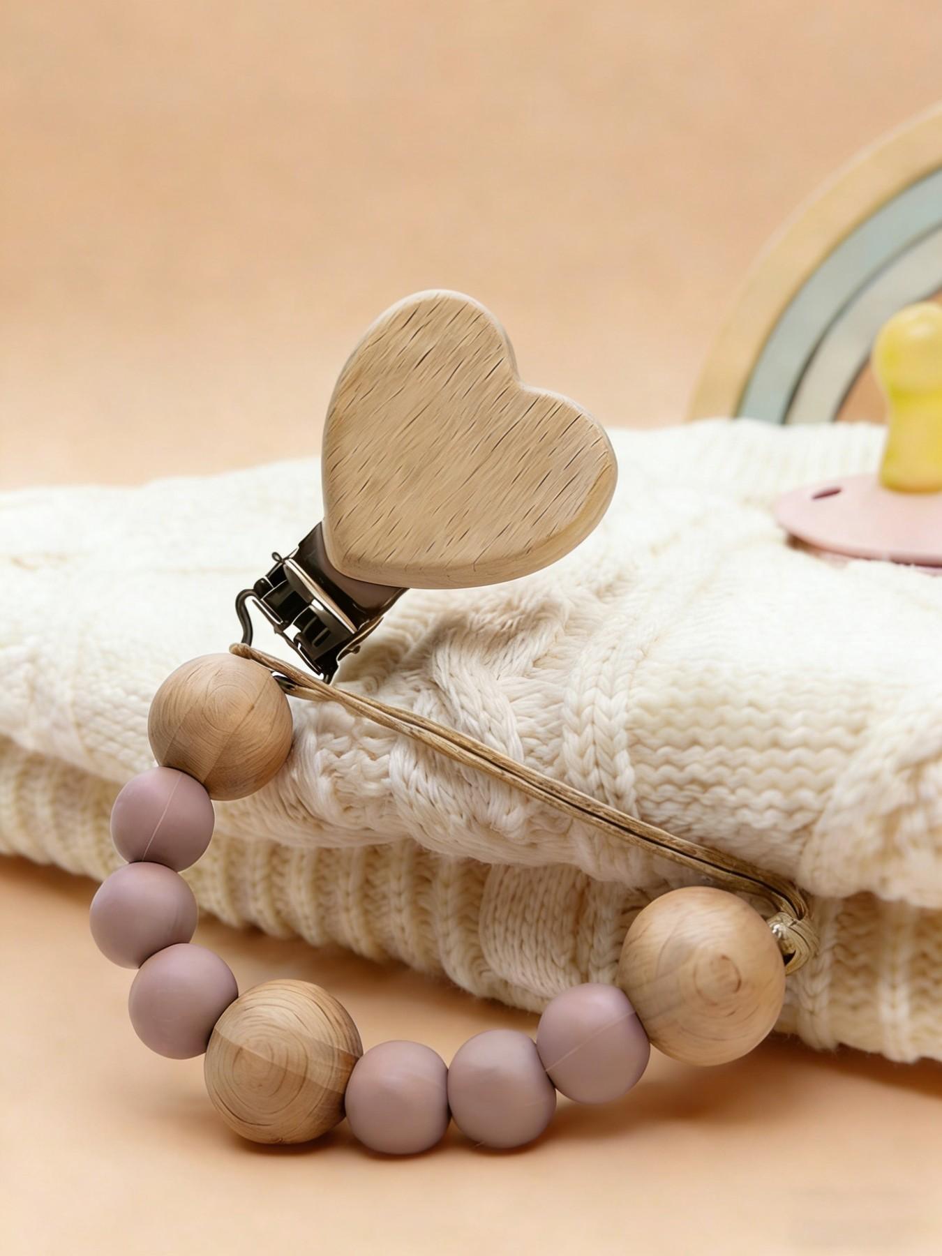 Cute Pacifier Clip & Chain Set, Perfect Gift for Friends, Comfortable Wooden Chain, Holiday Birthday New Year Gifts, Unique Present Idea