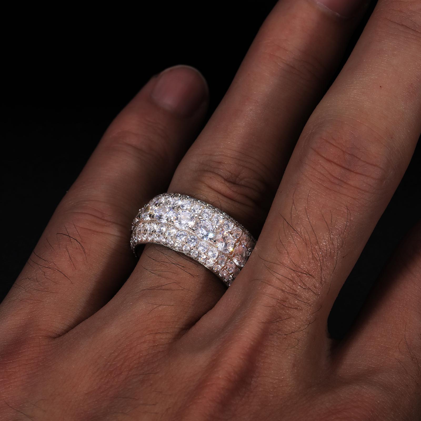 【#R60 Livestream】UCCIYO 18K Gold-Plated Ring with Lab-Grown Moissanite For Men Hip Hop Pave Setting S925 Sterling Silver Rings Hip Hop Jewelry