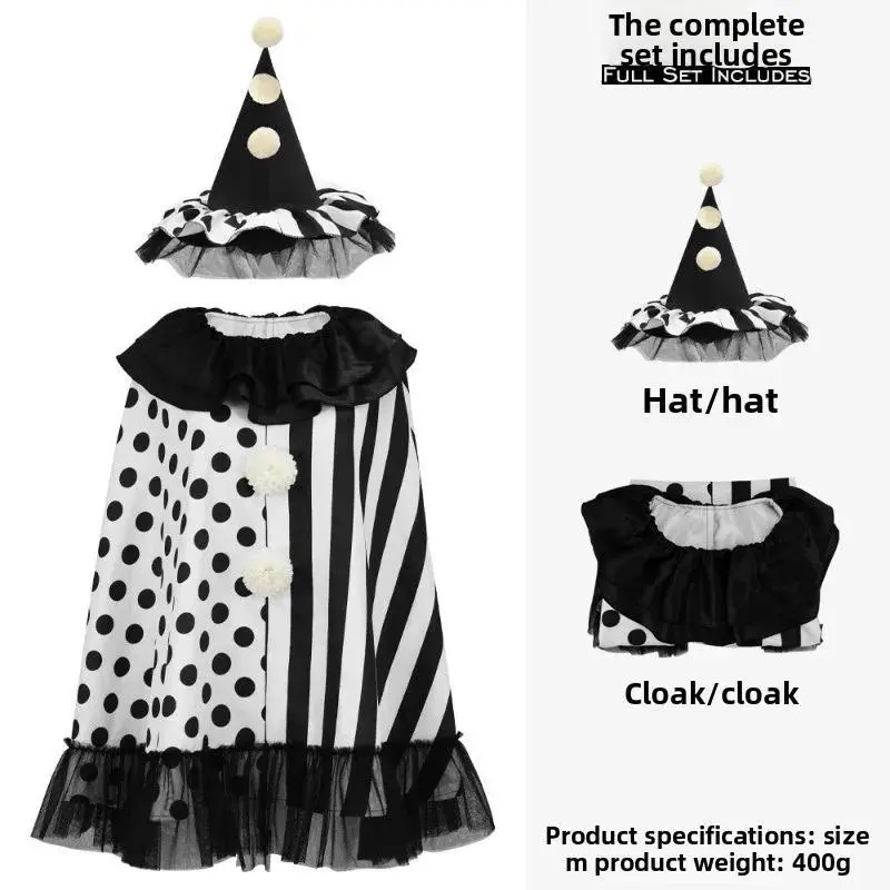 Fancy Dress Movie Terrifier Art Clown Cosplay for Women Hat Cape Coat Scary Stage Costume Halloween Costume for Woman Party