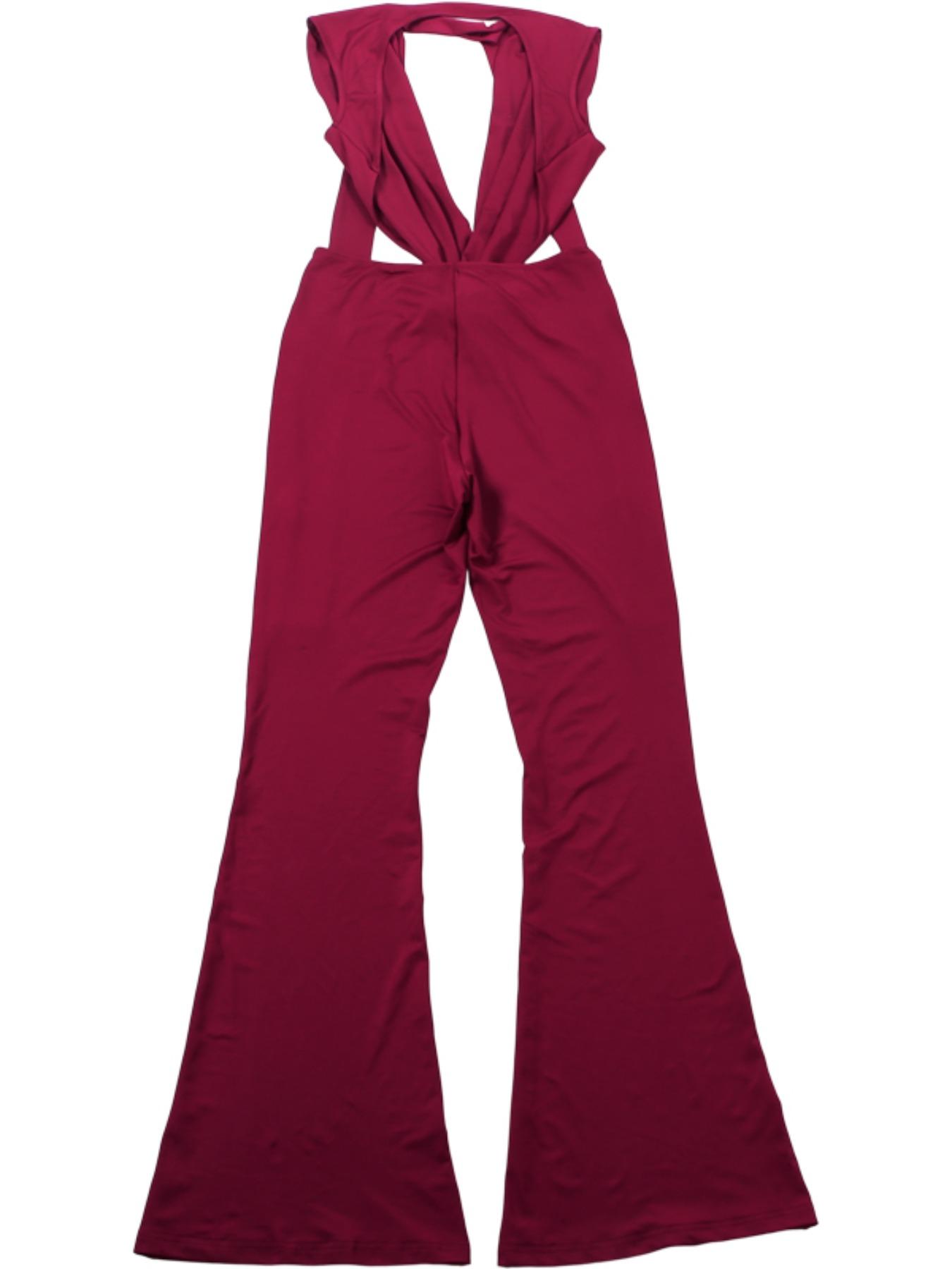 Women's Sleeveless Backless Tie Neck Long Pants Jumpsuit, Decorative Autumn Fashion, Sexy One-Piece Women's Sleeveless Backless Tie Neck Long Pants Jumpsuit, Decorative Autumn Fashion, Sexy One-Piece