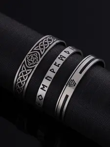 Men's Vintage Trend Titanium Steel Bracelet, Viking Odin Symbol Stainless Steel Open Bangle, Cool and Tough Personalized Jewelry, Stainless Steel Bracelets