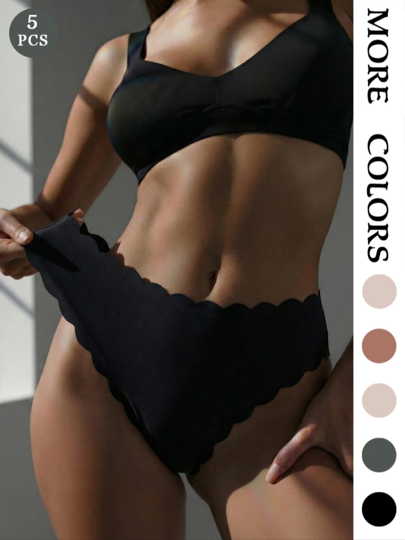 Women's Seamless Underwear Set, Pure Color One-Piece Quick-Dry Shorts, Comfortable Breathable Ladies Panties, Pack of 5