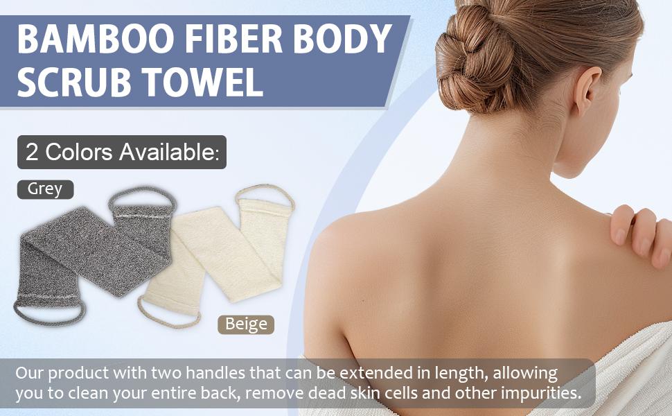 Exfoliating Body Scrubber for Men Women,Premium Bamboo Fiber Body Scrub Towel – Soft, Exfoliating, Gentle Bath Towel for Smooth Skin, Back Scrubber , Deep Clean , Body Exfoliator , Dead Skin Remover , Deep Exfoliation ,	Perfect Gift