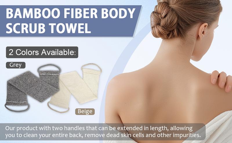 Exfoliating Body Scrubber for Men Women,Premium Bamboo Fiber Body Scrub Towel – Soft, Exfoliating, Gentle Bath Towel for Smooth Skin, Back Scrubber , Deep Clean , Body Exfoliator , Dead Skin Remover , Deep Exfoliation ,	Perfect Gift