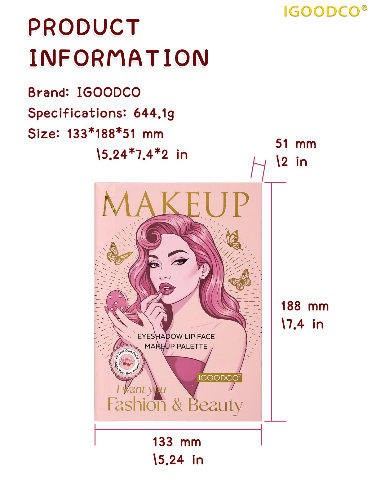 IGOODCO (IG3322) All-in-1 Comprehensive Makeup Kit - Eyeshadow, Blush, Highlighter, Contour, Concealer, Lip Gloss,