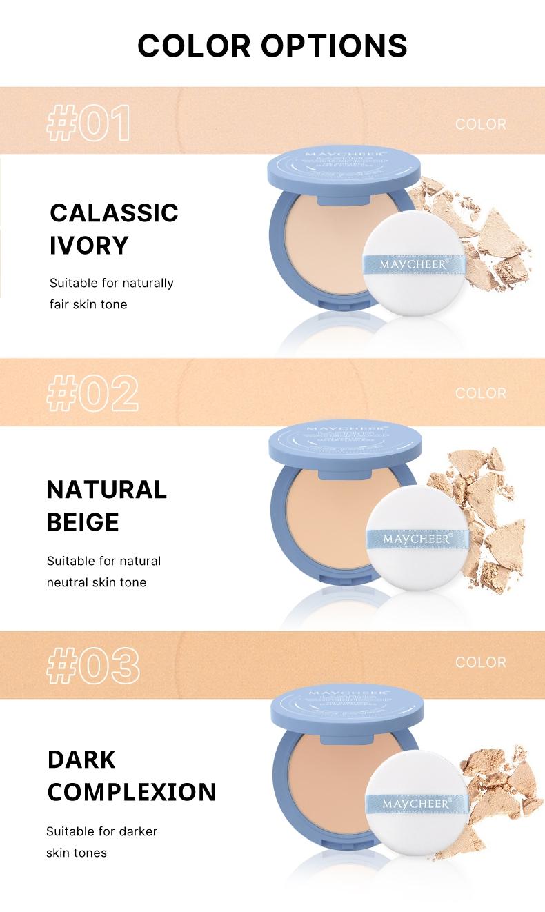 Long-Lasting Oil Control Powder Foundation, Waterproof & Sweatproof, Lightweight Breathable Makeup, Matte Finish Beauty Face Powder Box, Makeup Setting Powder