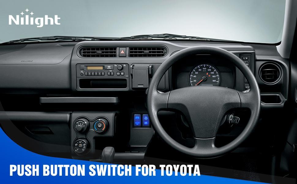 Nilight Zombie Lights Push Button Switch 12V ON Off Switch with Connector Wire Kit 1.54" x 0.83" Replacement for Toyota Tacoma Tundra 4Runner FJ Cruiser Hilux Fortuner