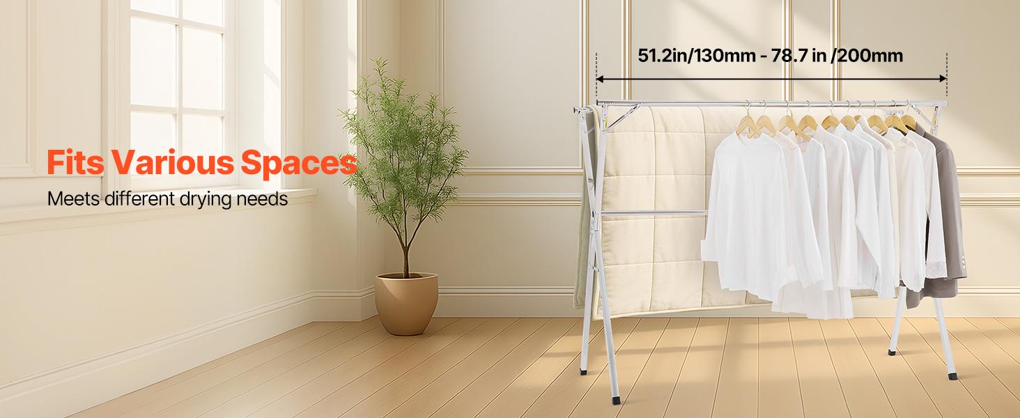 VEVOR Clothes Drying Rack, 2-Tier Telescopic Laundry Dryer Rack, Stainless Steel Drying Racks with 30 Windproof Holes and 2 Shoe Hooks, Free-Standing and Portable Hanger for Outdoor Indoor Use VEVOR Clothes Drying Rack, 2-Tier Telescopic Laundry Dryer Rack, Stainless Steel Drying Racks with 30 Windproof Holes and 2 Shoe Hooks, Free-Standing and Portable Hanger for Outdoor Indoor Use