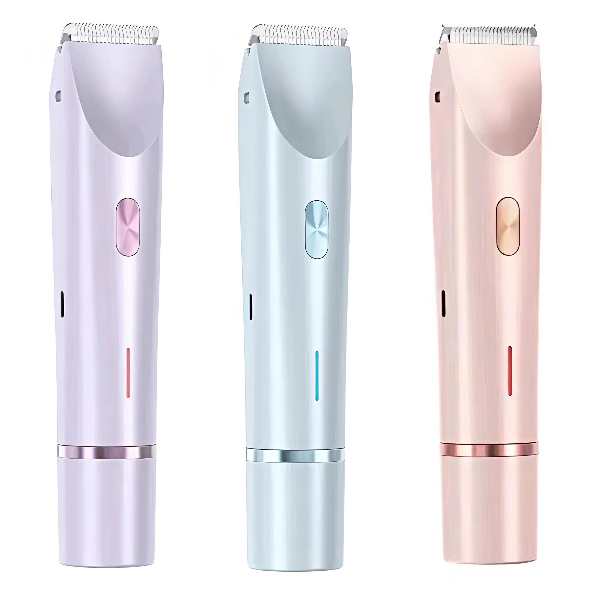 Women's Bikini Trimmer, Underarm Trimmer, Electric Shaver & Razor, Rechargeable 2-In-1 Body and Face Hair Removal, Dual Head Design, Ipx7 Waterproof