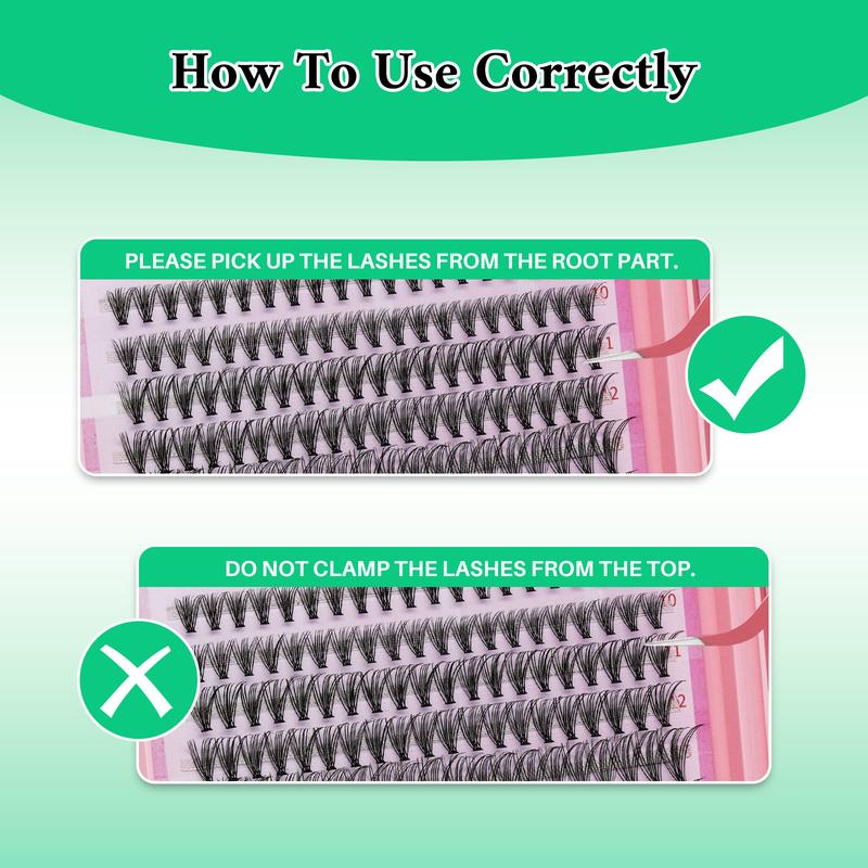 2304pcs High Capacity Lashes Kit, D Curl 11 Styles Individual False Eyelashes Mix 9-16mm Mega Volume Wispy Lashes Colorful Lashes Soft Comfortable False Eyelashes Set with Eyelash Extension Glue & Tweezers, Diy Eyelash Extensions, Perfect For DIY At Home