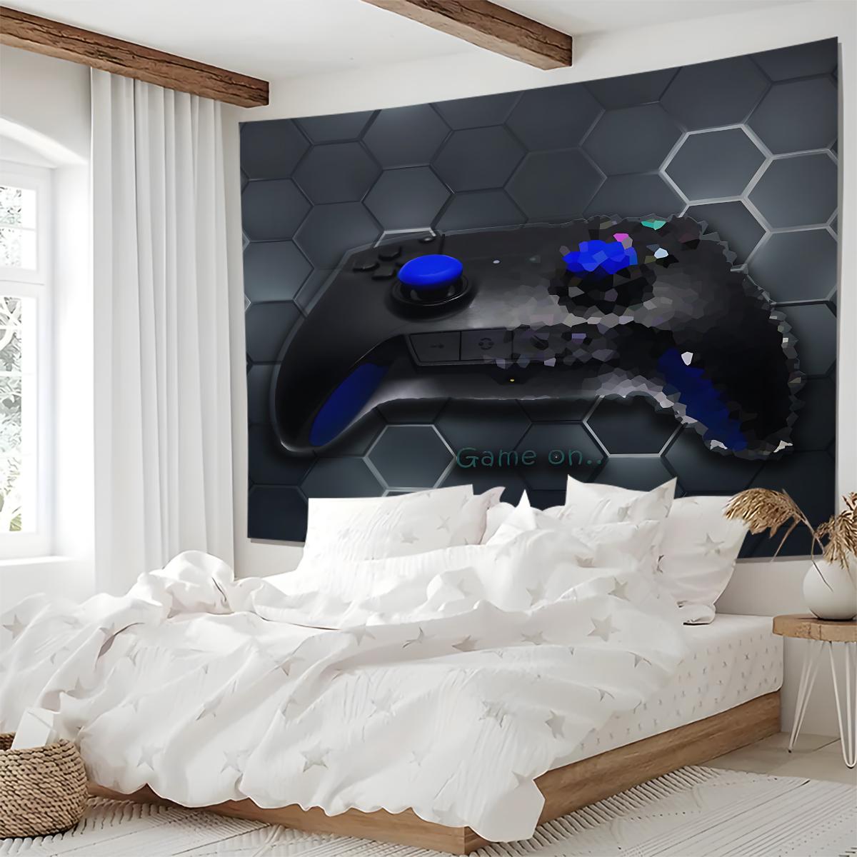 Gamer Game Controller 3D Print Tapestry, Cool Tech Style, Durable HD Printed, for Boys Bedroom, Gaming Room, Dorm, Homestay Wall Decor