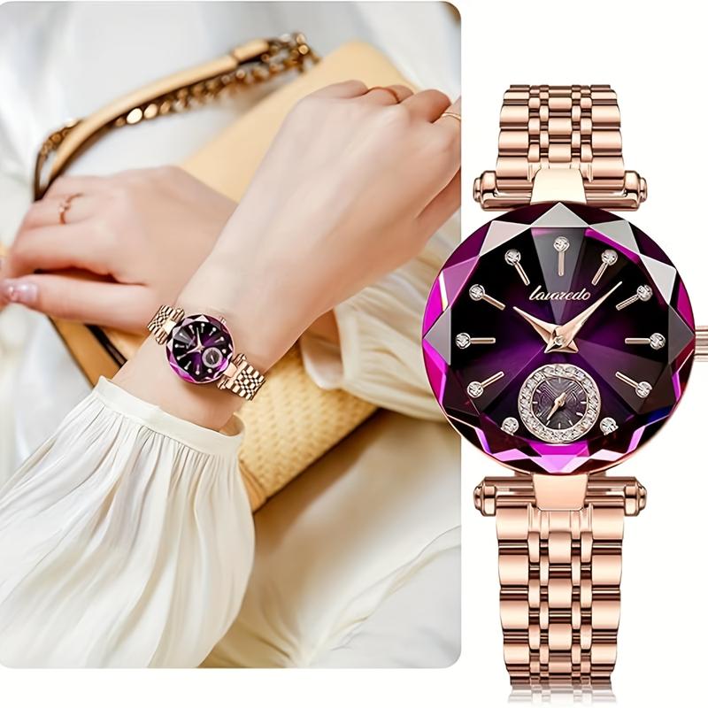 Women's Elegant Luxury Quartz Watch with Diamond-Cut Crystal Rhinestone Face & Ultra-Thin Stainless Steel Band Christmas Gift for Sister