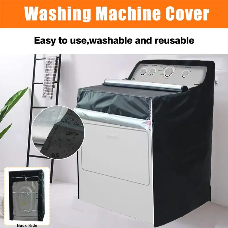1pc Washing Machine Dust Cover, Zipper Design Portable Washer Lid, Sunscreen Dustproof Dryer Hood, Easy Use for Most Washers
