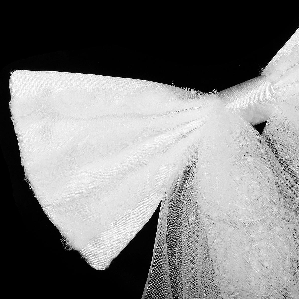 Elegant Bridal Veil - Bridal White Bow Lace Veil with Hairpin Headpiece for Wedding Ceremony, Award Commemorative Events