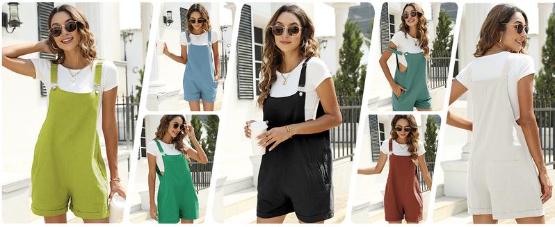 Tanming Women's Summer Bib Shortalls Casual Short Overalls Jumpsuits Rompers with Pockets and Adjustable Strap