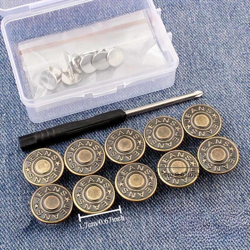 11-Piece Copper Color Adjustable Seamless Metal Buttons, Ideal for Jeans, Easy Installation, Perfect for DIY Enthusiasts and Tailors
