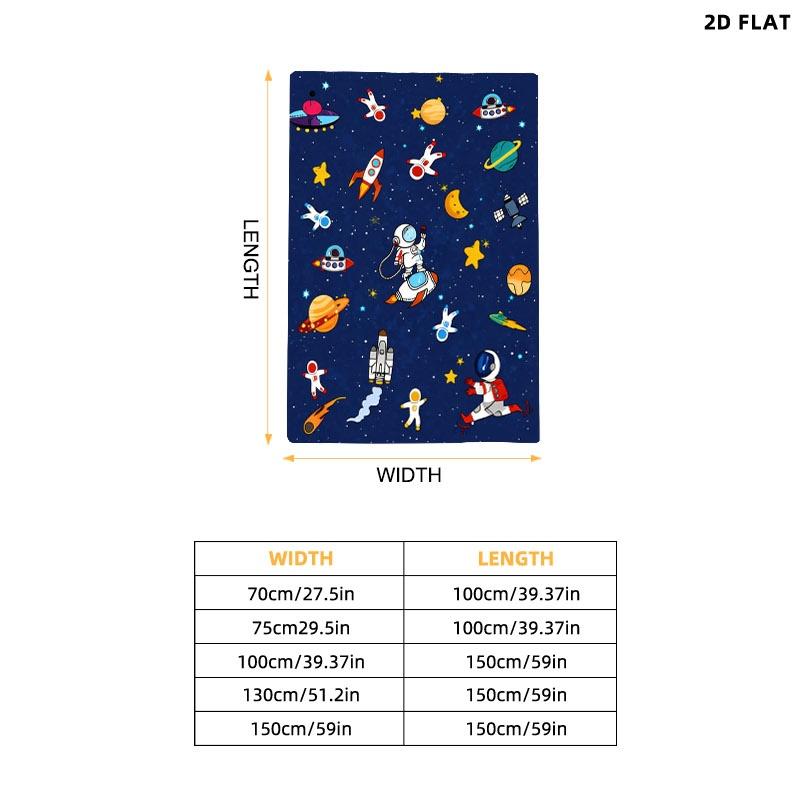 Space - themed Printed Throw Blanket, Single - sided Printed, Multiple Specifications Available, Soft Comfortable for Nap/Indoor Use, Whimsical Astronaut Rocket UFO Design, Ideal for Relaxing & Decorating