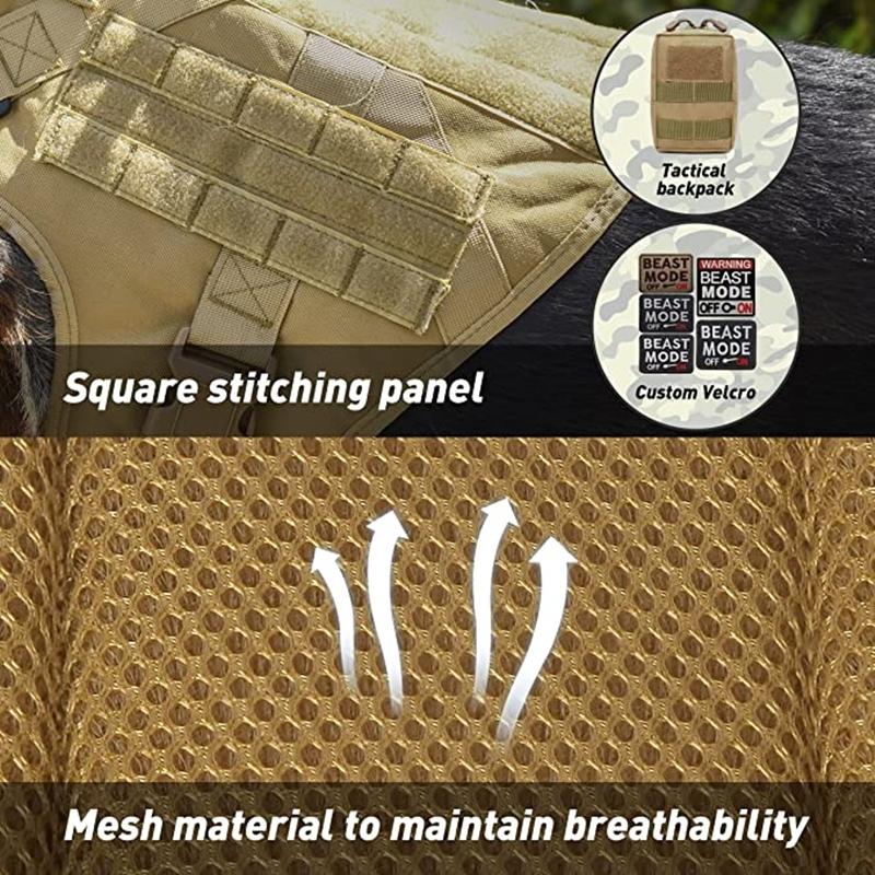 Tactical Dog Harness, Adjustable No-Pull Handle Service Vest Heavy Duty Pet Large Breed,  Dog Vest for Training Hunting Walking, Adjustable Safety Harness