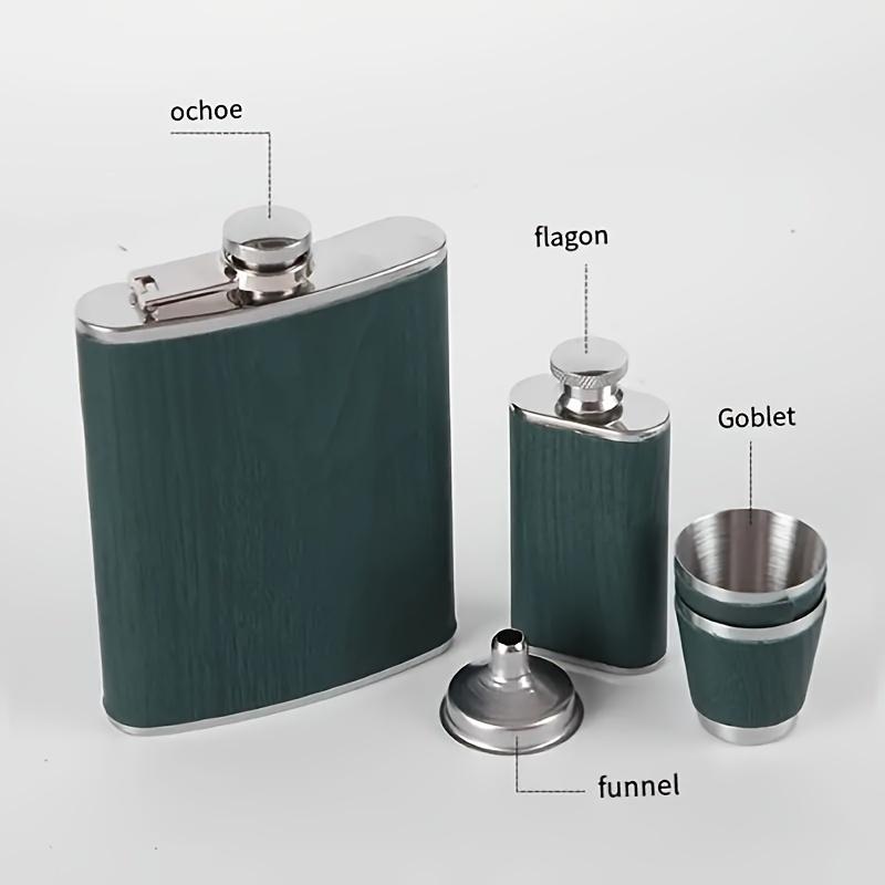 Multi-Style High-End Stainless Steel Flask Set - Portable Leak-Proof Whiskey Rum Vodka Hip Flask with Gift Box, Drinkware, Great Gift for Friends Elders Holidays, Perfect for St. Patrick's Day Easter Valentine's Day Eid Celebrations.