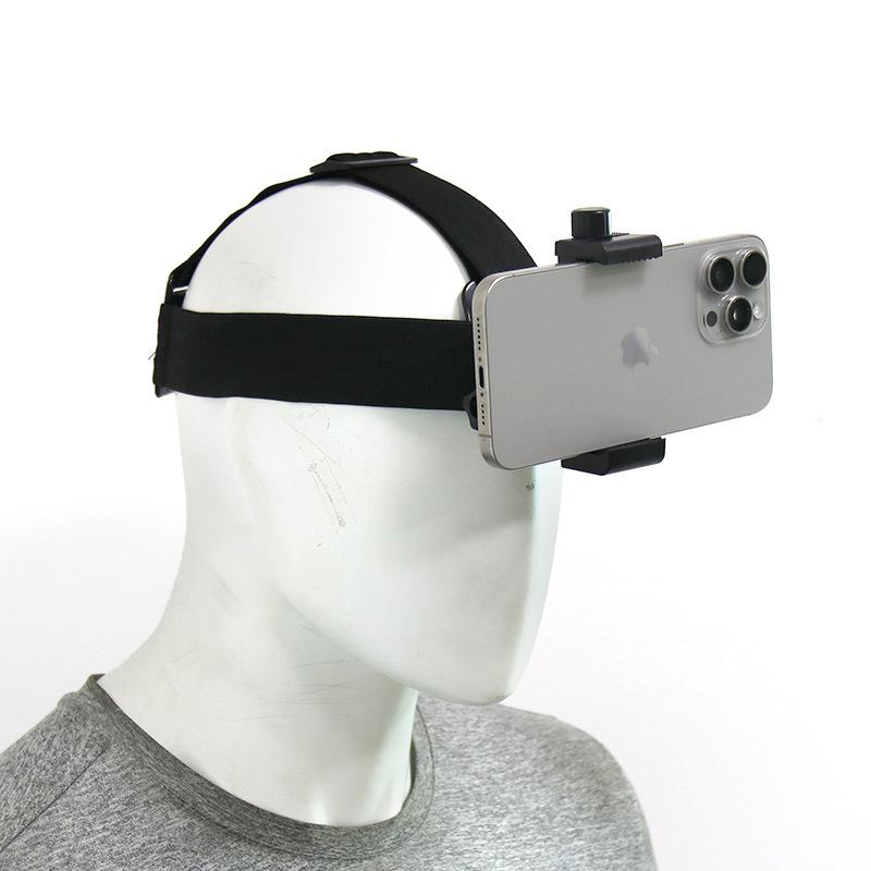 Sports Head Strap Mount for Smartphone & Action Camera - Adjustable Headband with Universal Phone Clip, 1/4" Screw Adapter, First-Person View Bracket for Running, Cycling, Hiking & POV Filming