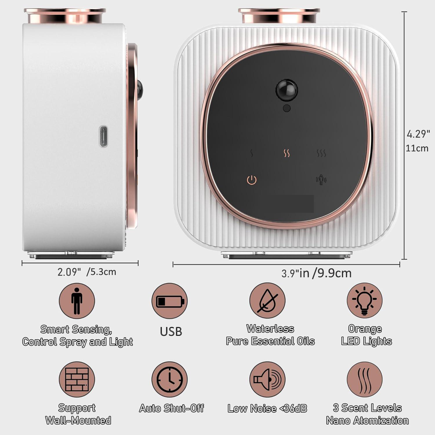 Professional grade essential oil diffuser, waterless belt-free timed aromatherapy machine, wall-mounted diffuser, suitable for bedrooms, living rooms, offices