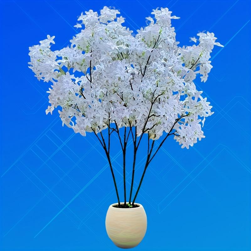 4 37.4-inch tall large artificial red maple decorations - durable plastic materials, elegant pure white flowers, UV weather-resistant design, Lifelike Artificial Flower