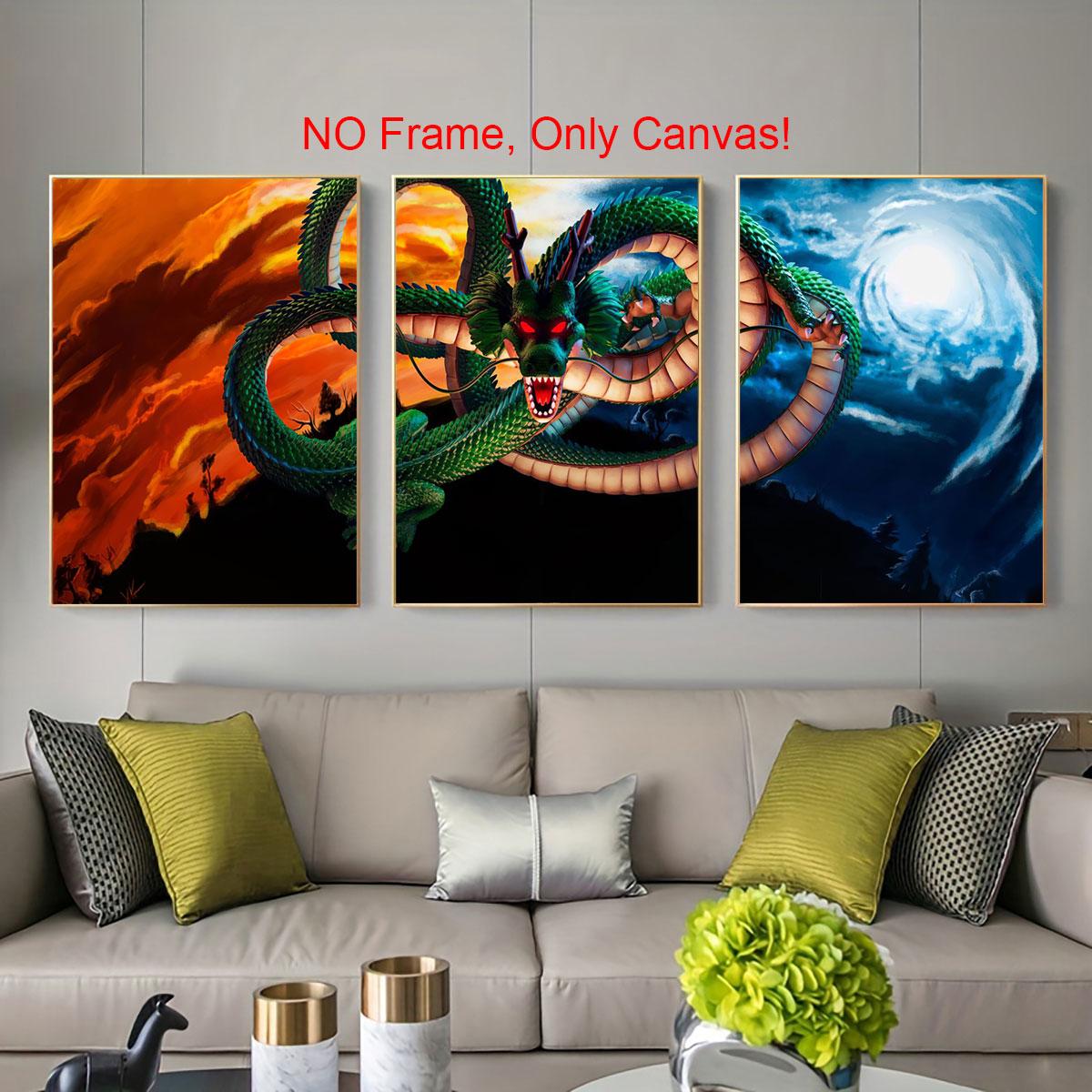 Dragon Pattern Modern Art Design Canvas Poster, 3 Counts/set Unframed Canvas Painting, Wall Decor for Home Living Room Bedroom Office