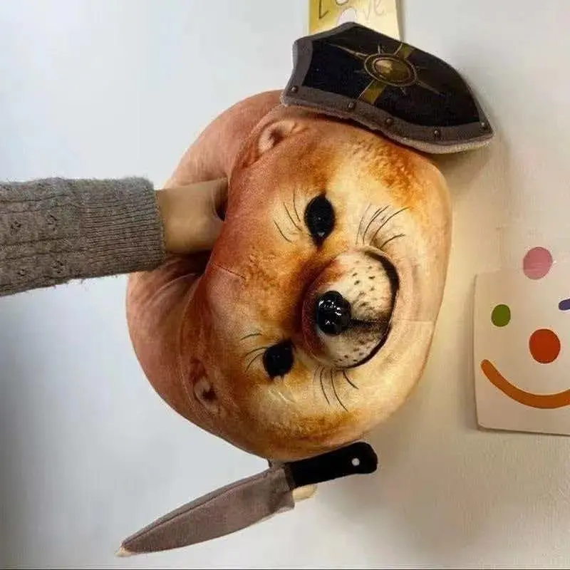 Generic What The Dog Doing Plush Toy Shiba Inu Knife And Shield Stuffed Doll Soft Plush Pillow Hanging Pendant Home Decor Gifts