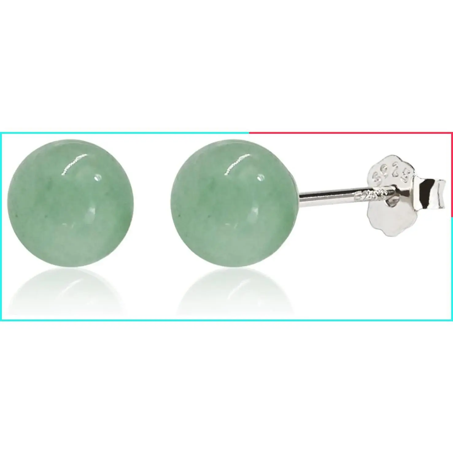 Green Jade Stud Earrings, 925 Sterling Silver Hypoallergenic Earrings for Sensitive Ears, Unisex Jade Jewelry for Women & Men