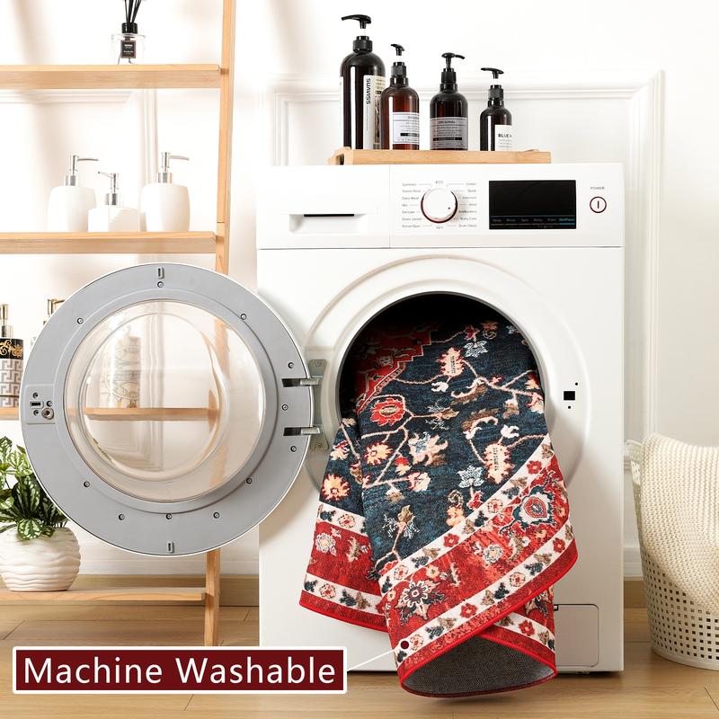 Lochas Boho Area Rug Vintage Tribal Carpet Anti-Slip Rug Washable Persian Carpet for Living Room Bedroom