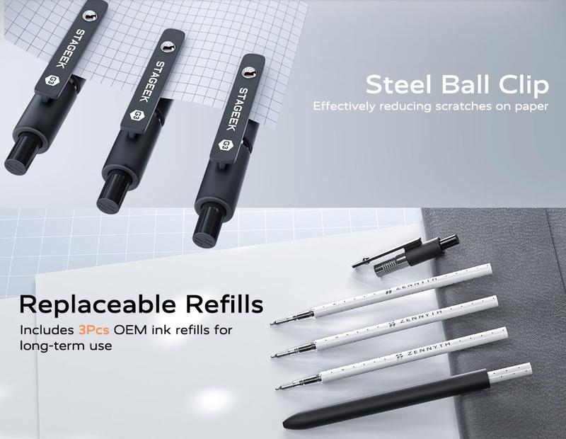 STAGEEK Gel Pens 12PCS Black Gel Pens with 3 Extra Refills, Quick Dry Black Ink Pens Fine Point Smooth Writing Pens for Bible Study,0.7mm/0.5mm Quick Dry Black Ink Pens, Office, Note Taking, School Supplies, Nurse Aesthetic(Black Gray White & Morandi)