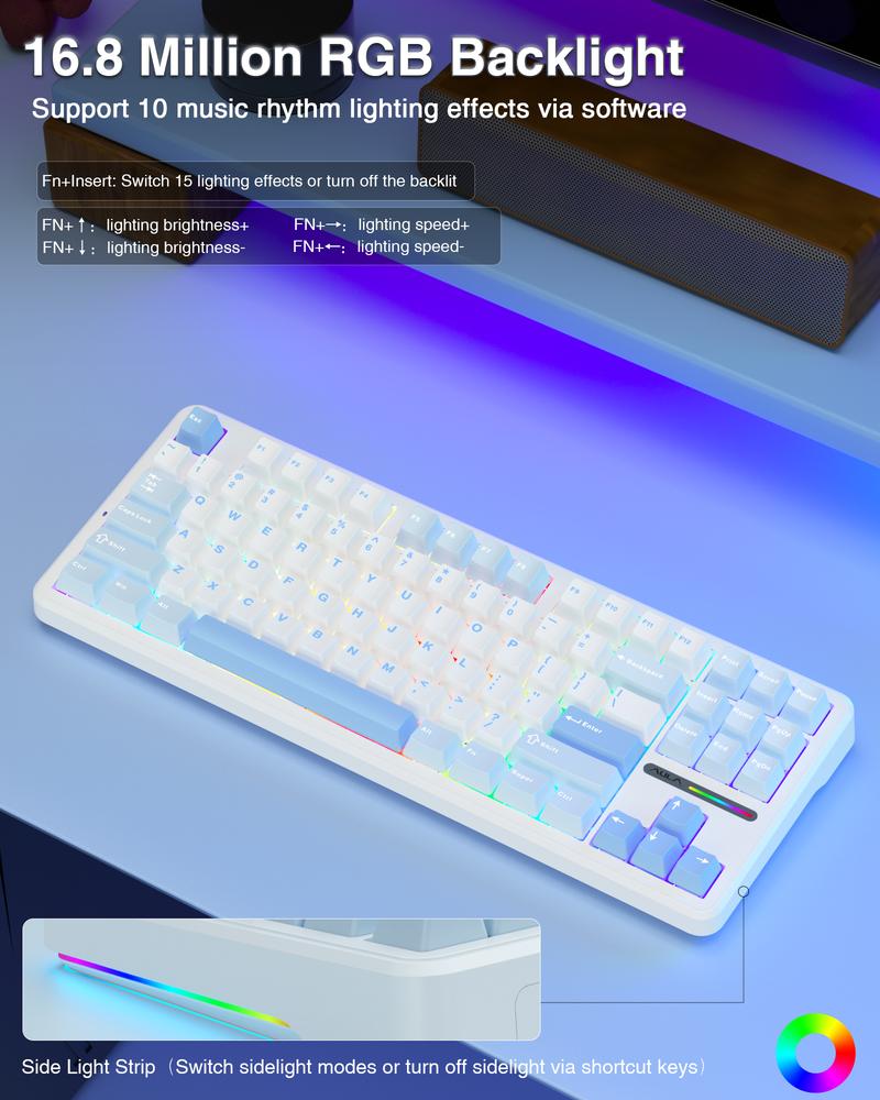 AULA F87 TKL Wireless Mechanical Gaming Keyboard,75% Custom Hot Swappable Keyboard,Tri-Mode Connection 2.4GHz/USB-C/BT5.0 Gasket Mount Gaming Keyboard with PBT Keycaps,Pre-lubed Greywood Switches,RGB Backlit Mechanical Keyboard TikTokShopfalldealsforyou