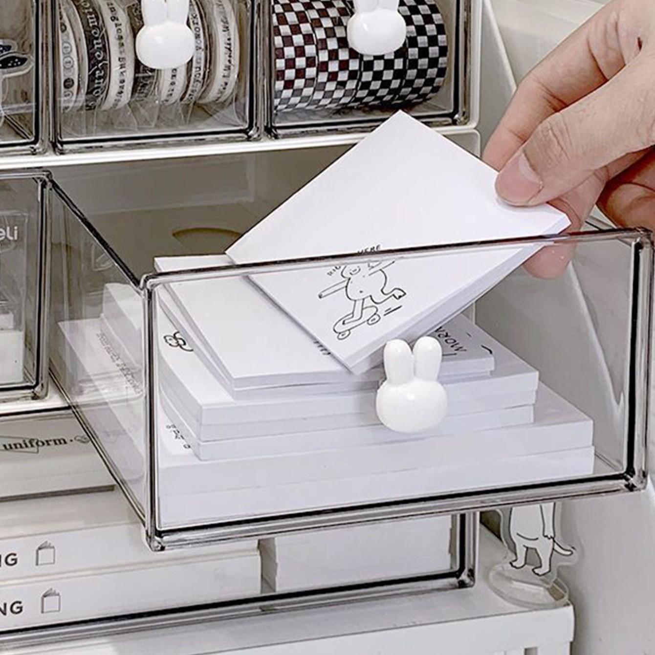 1pc Stationery Organizer Box, Desktop Student Multi-Compartment Drawer Pen Holder, Office Tape Hair Accessory Small Items Storage