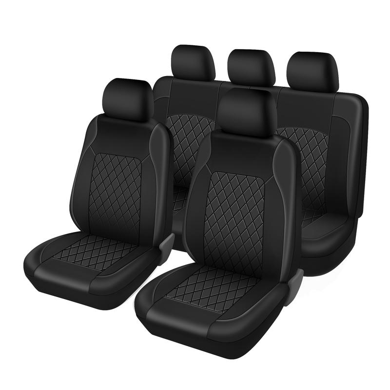 Universal Leather Car Seat Covers for 5 Seats PU Leather Waterproof Protectors Protects Spills & Scratches Fits Most Cars Vans SUVs Trucks Airbag Compatible Car Interior Accessories